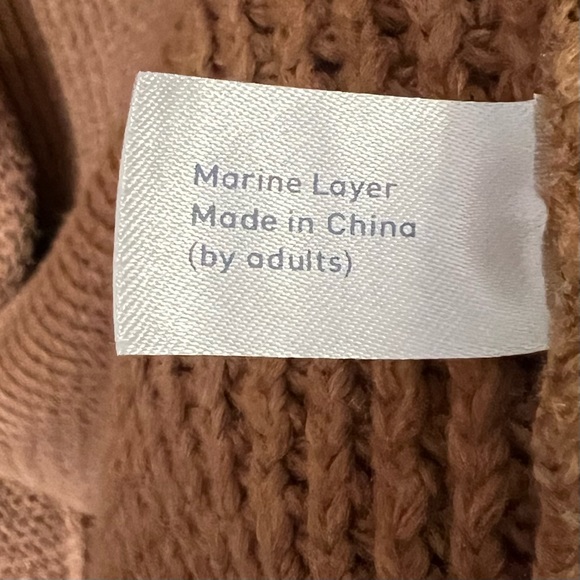 Marine Layer Women Large Chunky Knit Long Cardigan Merino Wool Blend Rust Orange - Picture 7 of 8
